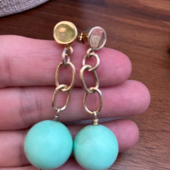 Turquoise round earrings with silver - Picture 6 of 6